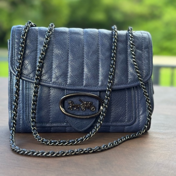 Coach Melody Shoulder Bag with Quilting in Blue Leather - Picture 1 of 16